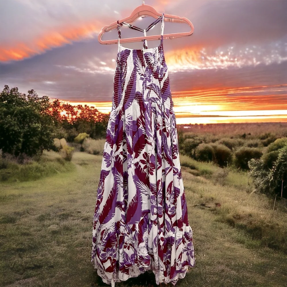 Free People Asymmetric Floral‎ Maxi Dress NWOT Size XL